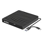 External CD DVD Drive for Laptop Type-C Pop Up Mobile CD Player USB 3.0 DVD CD Burner Reader +/-RW ROM for Desktops MacBook Apple OS/Win11/ 10/7/8.1 (Black)