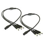 YiKaiEn 2-Pack Y-Splitter DC Power Cable 12V, 1 Female to 3 Male, 5.5mm x 2.1mm, Extension Cord for CCTV, LED Strips, Routers, 15inch