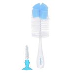 1st Step bpa Free 2 in 1 Bottle and Nipple Cleaning Brush with Suction Base and Nylon bristles for Easy Cleaning (Blue)