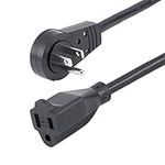 StarTech.com 3ft (1m) Power Extension Cord - 360° Rotating Flat Plug Extension Cord - NEMA 5-15P to NEMA 5-15R, 16 AWG, 125V/13A - Black Short 3-Prong Power Extender Cable (RTPAC1013)