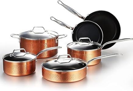 COOKSMARK 10 Piece Hammered Copper Cookware Set with Nonstick Coating, Induction Pots and Pans Set Dishwasher Safe