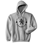 Hide and Seek Champion Hoodie Funny Bigfoot Sasquatch Graphic Yeti Sweatshirt Crazy Dog Novelty Hoodies with Sarcastic Sayings Soft Comfortable Funny Hoodies Heather Grey XL