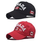 Azjachiny 2 PCS Canada Baseball Cap Canada Souvenirs Adjustable Canada Day Embroidered Maple Leaf Flag Cap for Men Women