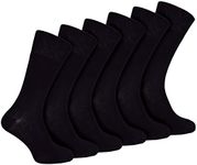 IOMI - 6 Pack Mens Diabetic Bamboo Socks | Extra Wide Seamless Loose Non Elastic Socks (6-11, Black)