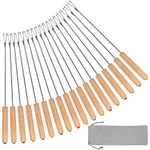 STYDDI Fondue Fork, 18Pcs Stainless Steel Color Coding Fondue Forks with Oak Wood Handle Heat Resistant for Chocolate Fountain Cheese Fondue Roast Marshmallows, 9.5 Inch