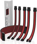 EZDIY-FAB Sleeved Cable - PSU Extension Cable Kit for PC Power Supply with Extra-Sleeved 24-PIN 8-PIN 6-PIN 4+4-PIN with Combs,30CM - Black and Red