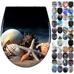 Fanmitrk Duroplast Soft Close Toilet Seat-Quick Release Toilet Seats with Top Fixing,Colorful Pattern,Easy fit Easy Clean(UF01-18)