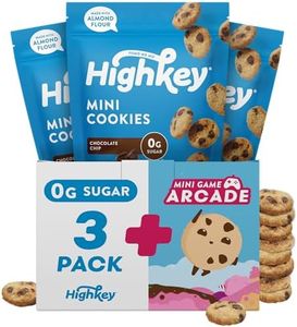 HighKey Keto Chocolate Chip Mini Cookies - Gluten Free Sugar Free Cookies Keto Snack Low Carb Snacks Healthy Protein Diabetic Dessert Food Low Sugar Treat Diet Friendly Sweets 3 Pack + Arcade