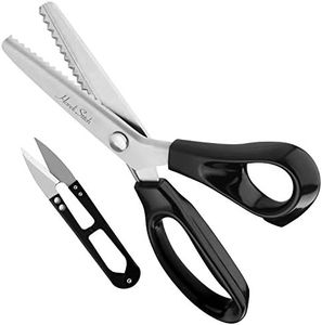 Handi Stitch Ciseaux Cranteurs Couture avec Coupe-Fil - Longueur Totale 22,86 cm - Ciseaux Crantés avec Poignées Noires - Ciseaux de Couture en Acier Inoxydable pour Couture, Papier, Loisirs
