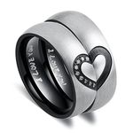 ANAZOZ His & Hers Real Love Heart Promise Ring Stainless Steel Couples Wedding Engagement Bands Top Ring, 6mm, Metal, Cubic Zirconia