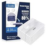 Suob Vacuum Storage Bags - Eco-Friendly Compression Bags for Space Saving, Ideal for Bedding, Pillows, Clothes and Blankets - 6 Pack Large Vacuum Seal Bags for Home Organization and Storage