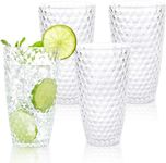 BELLAFORTE Shatterproof Tritan Plastic Tall Tumbler, Set of 4, 19oz - Laguna Beach Drinking Glasses - Unbreakable Tritan Drinking Glasses for Parties - BPA Free - Clear