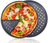 COOKWIN 2 Pcs Pizza Pan,12.6 inch Pizza Pans with Holes,Non-Stick Perforated Pizza Tray Compatible with Smart Oven,Organosilicon Coated Crisper Pan,Dishwasher Safe,Grey Black