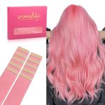 WENNALIFE Tape in Hair Extensions Human Hair, 10pcs 25g 14 inch Peach Pink Real Human Hair Extensions for Women Colored Soft Colorful Rallonge Cheveux Humain Naturel Straight Remy Girls Birthday Gifts