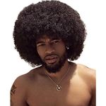 QUEENTAS Afro Hair Wig for Men Full Head 70s Disco Black Fluffy Men Hair Wig Cosplay Diwali Synthetic Men Wigs