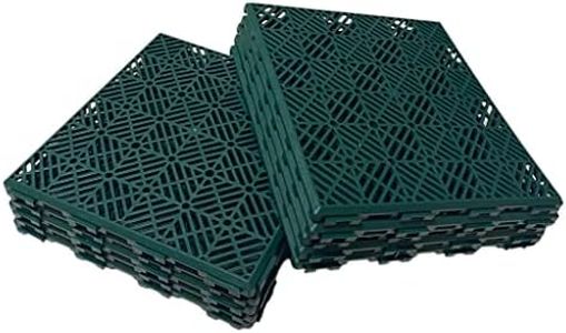 Amari Bargains Plastic Interlocking Garden Tile - Anti Slip Decking Tiles - Tiles For Walkaway Floor Tiles, Patio - Non Slip Waterproof Deck Board - Outdoor Paving Lawn Grid - 30x30cm (Green - 30x)