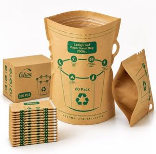 Vomit Bags Disposable 2000cc - Leakproof with Water-Resistant Inner Liner, Eco-Friendly FSC-Certified Paper for Adults, Kids, Pregnant Women - Car Travel, Morning & Motion Sickness, Portable (60 pack)