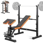 YOLEO Multi-Function 6 in 1 Weight Bench - Adjustable Leg Press, Preacher Curl Rack, Seat & Pedal for Full Body Workout Exercise Incline Decline Flat Utility Bench Press for Home Gym