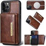 PULOKA iPhone 13 PRO Pu Leather Wallet Case Cover with 5 Card or Cash Slot Magnetic Detachable 2 in 1 Removable Smart Case – Brown