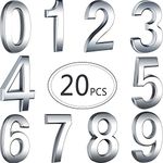 Hotop 20 Pieces House Numbers Mailbox Numbers 0-9, 3D Door Address Numbers Self Adhesive Mailbox Numbers Sticker or House, Apartment, Office, Hotel Room, Mailbox Signs (Silver, 2.76 inch)