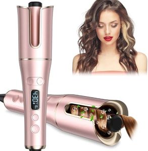 Automatic Curling Iron, Auto Hair Curler Wand with Large Rotating Barrel & 4 Temps & 3 Timers, Large Display Curling Iron Wand with Dual Voltage, Auto Shut-Off, Fast Heating for Hair Styling