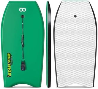 WOOWAVE Bodyboard 33-inch/37-inch/42-inch Premium IXPE Body Board with Coiled Wrist Leash, Super Lightweight EPS Core and HDPE Slick Bottom, Perfect Surfing for Kids Teens and Adults(42 inch, Green)
