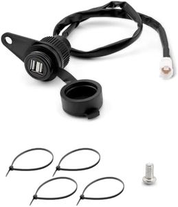 12V Motorcycle Double USB Charger Adapter Fit for Yamaha FZ-07 FZ-09 MT-07 MT-09 Tracer XSR700 XSR900 Motorcycle Accessories Black with Bolt