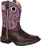 Durango Kids BT386 Lil' 8 Inch Saddle,Dark Brown/Purple,6.5 M US Big Kid