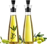 PENGQIMM 17oz Glass Olive Oil Dispenser,Oil and Vinegar Dispenser Set,Olive Oil Cruet Bottle with Airtight Silicone Cap,Cooking Oil and Vinegar Bottle Set for Home Kitchen (17oz 2 Pack)