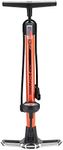 Schwinn Air Center Plus Floor Bike Pump, Pressure Gauge, Pumps 120 Max PSI, Dual Head Fits Schrader and Presta Valve Types, Wide Metal Base, Orange