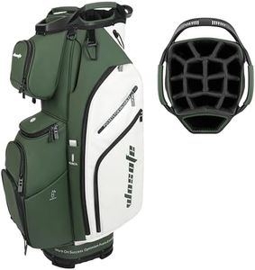 wosofe 14-Way Golf Cart Bag, Waterproof PU Leather, Green/White Trendy