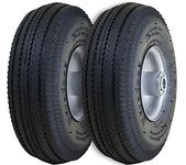 Marathon 02310 2-Pack 4.10/3.50-4" Pneumatic (Air Filled) Hand Truck/All Purpose Utility Tires on Wheels, 2.25" Offset Hub, 5/8" Bearings