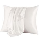 Jaciu 100% Silk Pillowcase, for Hair and Skin, Both Side Mulberry Silk Pillowcase 21 Momme 600 Thread Count with Hidden Zipper Hypoallergenic Soft and Breathable（Ivory White,Queen: 20"x30",1pcs）