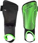 Vizari Matera Soccer Shin Guards with Adjustable Straps for Adult & Kids - Green/Black, Small, Lightweight & Durable Football Shin Pads with Ankle Protection