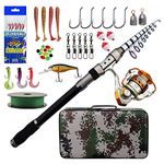 JSHANMEI Fishing Rod and Reel Combos Carbon Fiber Telescopic Fishing Rod with Reel Combo Sea Saltwater Freshwater Kit Spinning Spincasting Surf Fishing Rod Kit (2.7M/8.86FT Rod Reel Combo Kit)