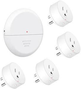 Motion Sensor Plug,Greencycle Wireless Motion Sensor Outlet with Timer Setting,PIR Sensor Plug to Auto Turn On/Off,Adjustable Detection Range,15A/1500W for Christmas Lights,Fans（1 Sensors 4 Plugs）