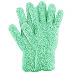 Molain 1 Pair Microfiber Dusting Gloves, Reusable Washable Cleaning Gloves Mittens for Plants House Cleaning Car Blinds Lamps and Small Hard to Reach Corners(Green)