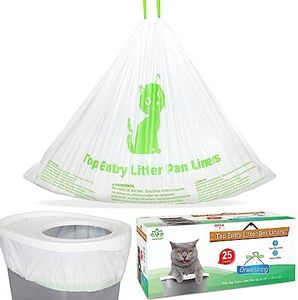 Drawstring Litter Liners for Top Entry Cat Litter Box Heavy Duty 25 Count Drawstring Bags Unscented