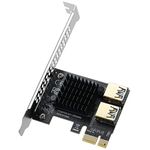 MZHOU PCI-E 1 to 2 PCI-Express 16X Slots Riser Card - Higher Stability USB 3.0 Adapter Multiplier Card for Bitcoin Mining Compatible with Windows Linux Mac(No USB Cables)