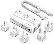 BESTEK 250W Power Converter International Step Down Voltage 220V to 110V Travel Converter with 3 AC Outlets 4 USB Including US/AU/EU/UK//India/South Africa Plug Adapter (White)