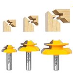 MNA 45 Degree Lock Miter Router Bit 3-Piece Set, for 1/2”, 3/4”, 1” Cutting Height, 1/2 Inch Shank. Easy to Create Lock Miter Joint