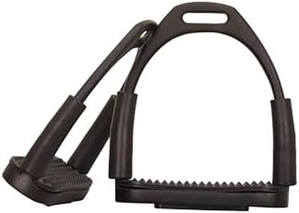 Black Matte Flexi Stirrups Safety Horse Riding Bendy Flexible Irons S Steel (4" inch)