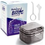 Retainer Brite Cleaning Kit Including 96 Tablets (3 Month Supply) and Case - Retainer Box Ideal for retainers, mouthguard, dentures, invisalign. Removes Plaque and Tartar. (Black)