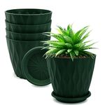 PIXERDOT Set of 5 | 6.3 Inch Flower Pots for Home Decoration, Indoor Plant Pots, Gardening Pots, Pots for Plants, Plastic Flower Pots for Garden Plants (Forest Green)