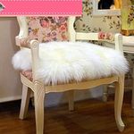 UKELER Luxurious Sheepskin Seat Pad Long Wool Sofa Cushion Wheel Chair Pad Car Seat Covers ,White,18''×18''