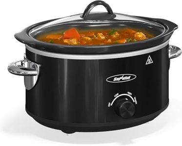 Small Slow Cooker 4.5L, Mini Food Warmer with 3 Heating Settings, Removable Ceramic Pot, Dishwasher Safe Glass Lid, Stainless Steel, Black
