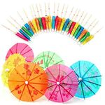 SHATCHI 72/144 Umbrellas Wedding Summer Party Food Drink Decorations Picks Sticks Accessories & Cocktail, Assorted, 144Pcs