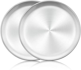 Herogo Pizza Tray Set of 2, 10 Inch Stainless Steel Pizza Pan Oven Tray, Round Pizza Tray for Oven Baking Serving Roasting, Non-Toxic & Healthy, Durable & Dishwasher Safe