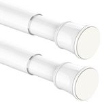 2PCS Telescopic Curtain Rods Extendable Window Tension Rods No Drilling Shower Curtain Poles,Tension Rods for Curtains,Kitchen, Closet,Hanging Pole No Tool Require(50.5-80CM/19.8-31.5Inch,White)