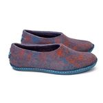 Turquoise blue woolen slippers handmade from natural felted wool, Women's home shoes